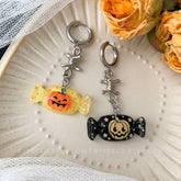 Halloween Candy Earrings, Pumpkin Halloween Earrings Dangle, Unique Halloween Earrings Dangle, Trick or Treat Hoop Earrings